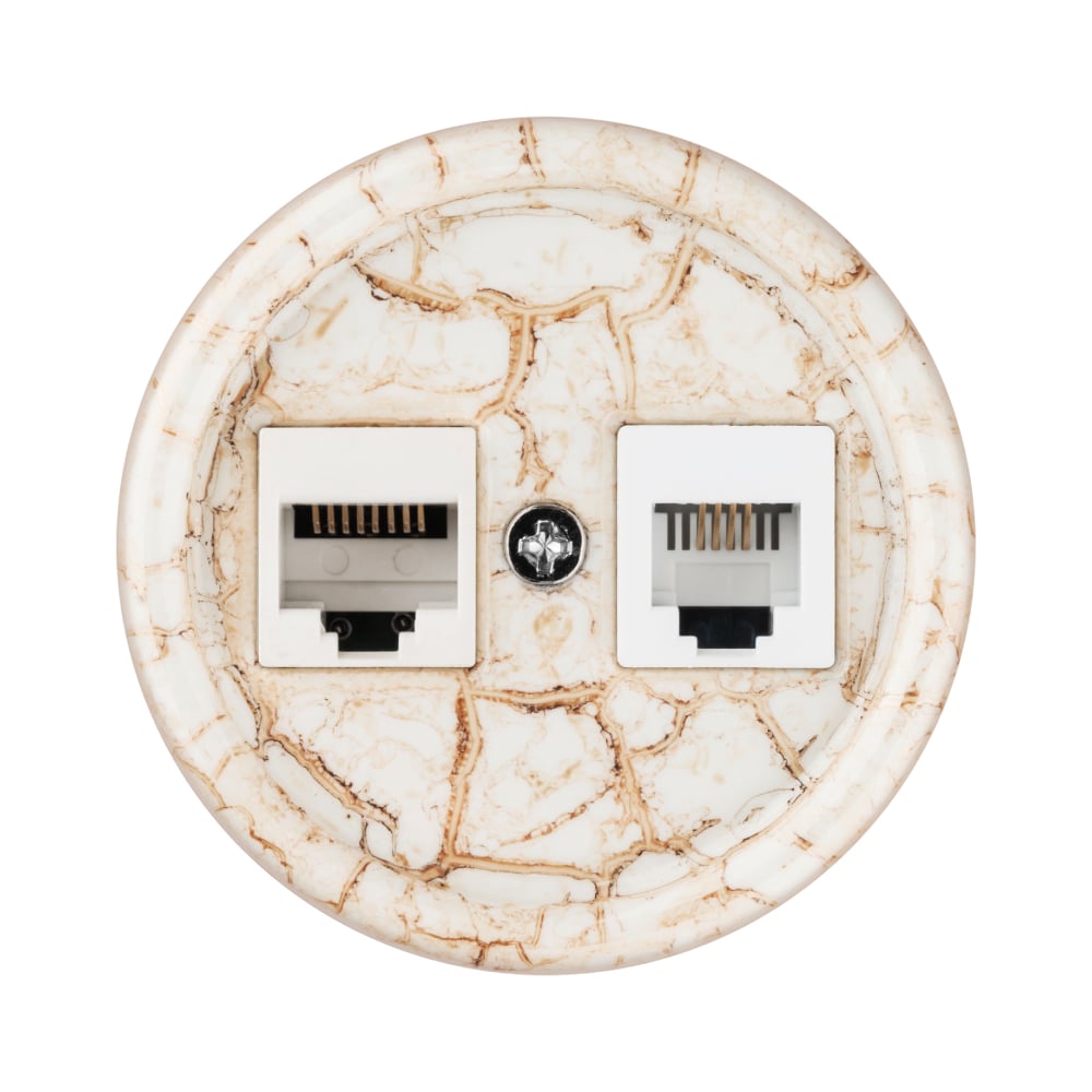 Изображение товара Розетка RJ11 и RJ45 TDM ELECTRIC мраморная Болонь SQ1820-0152