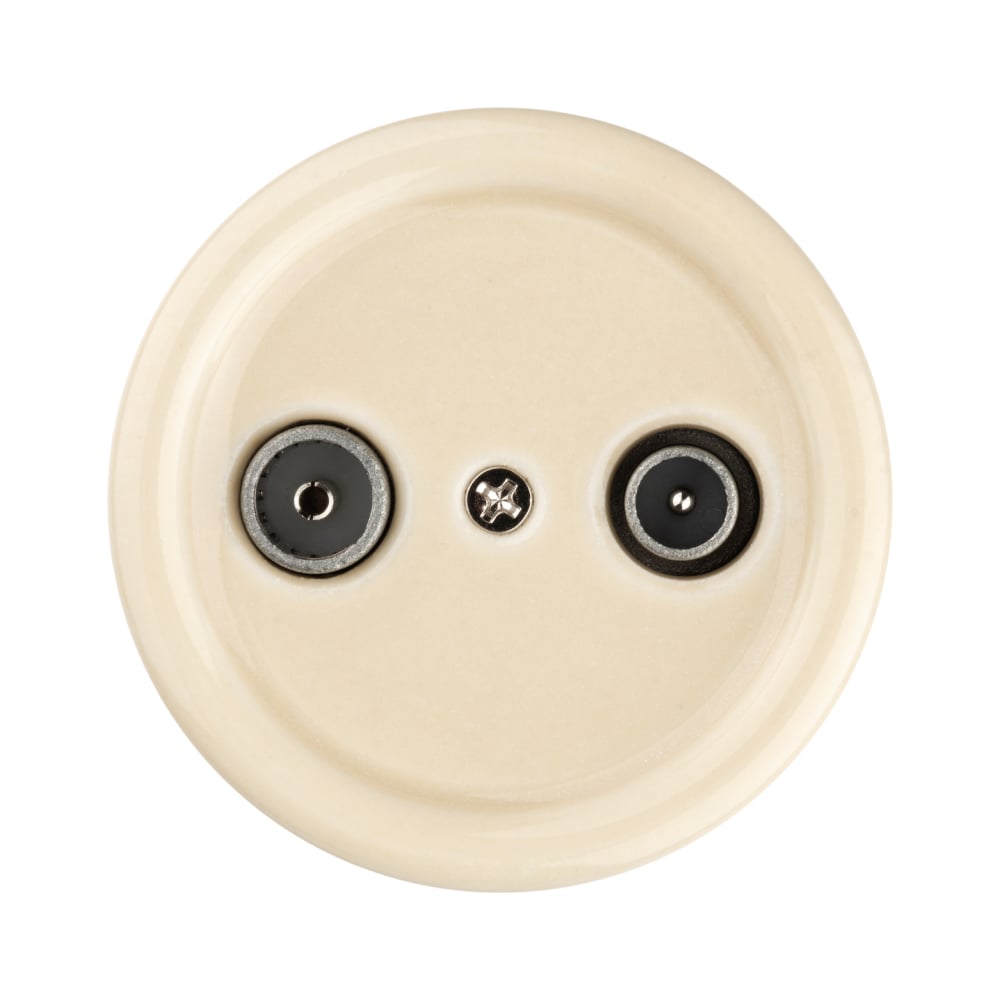 Изображение товара Проходная розетка TV+R ТДМ ELECTRIC серия Болонь слоновая кость монтаж открытый