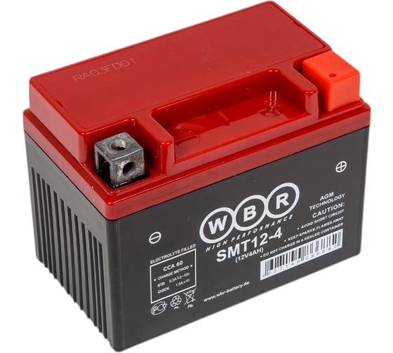 Изображение товара Мото аккумулятор WBR SMT12-4 12В, 4 Ач УТ-00001181