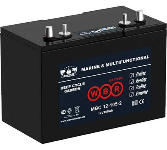 Изображение товара Тяговый аккумулятор для лодочного электромотора карбоновый (Carbon) WBR MBC12-105-2 12В, 105 Ач УТ-00000447