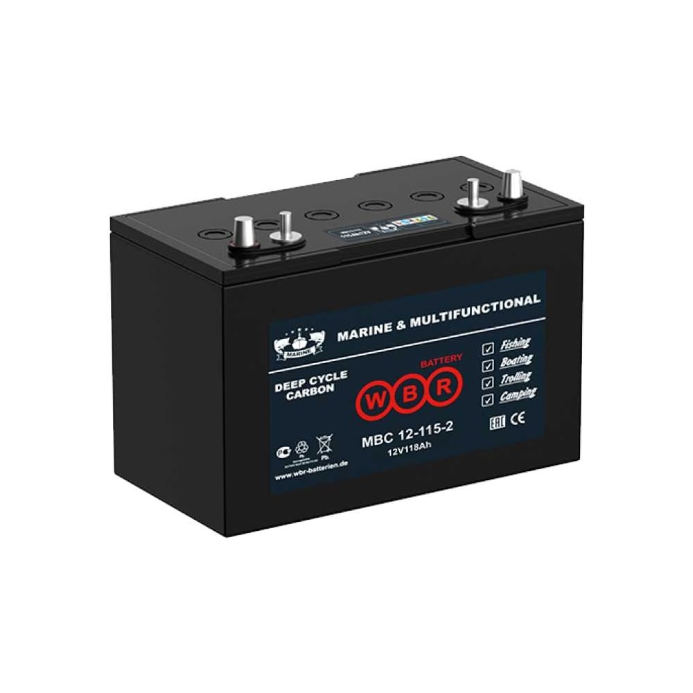 Изображение товара Аккумулятор для лодочного электромотора Carbon WBR MBC12-115-2 12В 118 Ач AGM