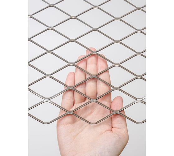 Изображение товара Cетка Фабрика сеток "Железный слон" просечно-вытяжная, цпвс, лофт, ромб 60x30, перемычка 1.5x3 мм, 1250x6000 мм, стальная, неокрашенная, пвл, для мебели, ограждения лестниц, стеллажа, фасада PVS000083 LP29-29-1.5x3-1.25-2S 6030-1.5-3-1.25-6