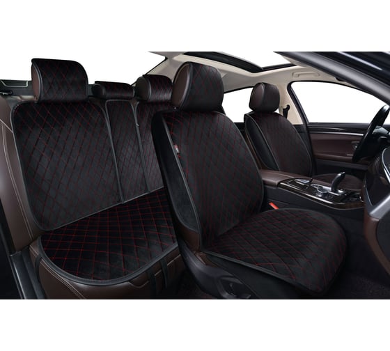 Изображение товара Накидки GTL 2D PREMIUM Effect черный, отстрочка красная, комплект на весь салон 135860