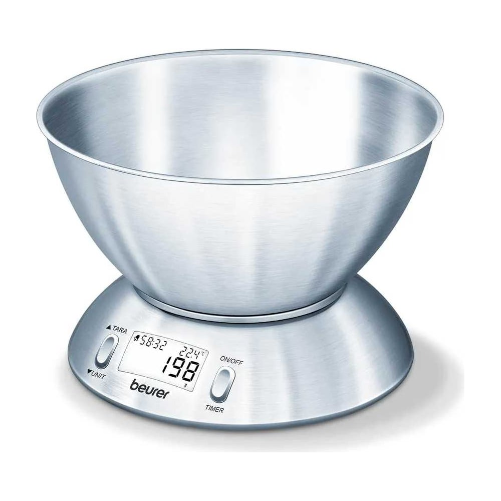 Изображение товара Электронные кухонные весы BEURER KS54 5 кг серебристые с чашей