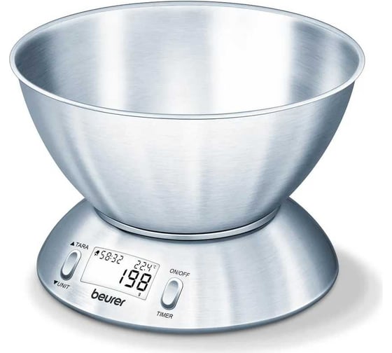 Изображение товара Электронные кухонные весы BEURER KS54 максимальный вес 5 кг, серебристый 1057433