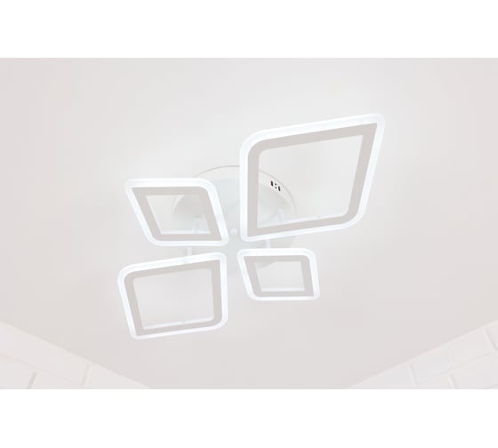 Изображение товара Потолочная светодиодная люстра Schaffner, LED, цвет белый. Люстра с пультом управления, мощность 76 Вт. Светильник потолочный. Площадь освещения до 18 м2 Oleoso 2720-2+2