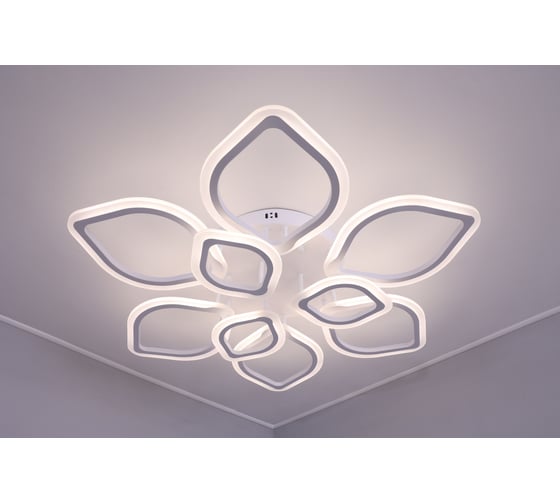 Изображение товара Потолочная светодиодная люстра Schaffner, цвет белый. Люстра с пультом управления, освещение до 20 кв.м, мощность 126 Вт Ruido 39207-6+3