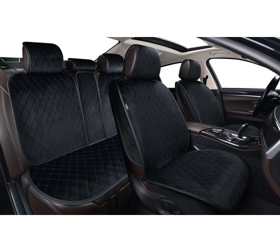 Изображение товара Накидки GTL 2D PREMIUM Effect черный, отстрочка синяя, комплект на весь салон 135861