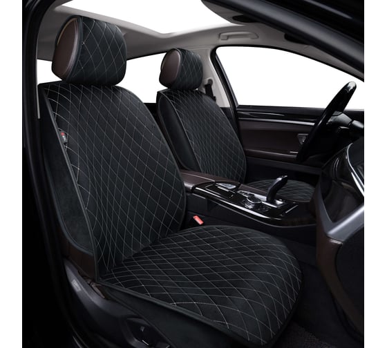 Изображение товара Накидки GTL 2D PREMIUM Effect 2 FRONT черный, отстрочка белая, на передние сиденья 135853