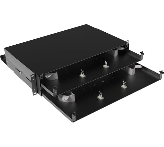 Изображение товара Оптическая полка DKC выдвижная, без лицевой панели, неукомплектованная, 2u, черная RNFPE2U48