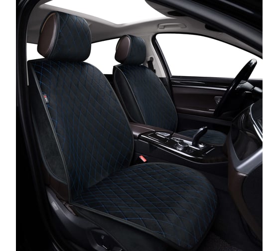 Изображение товара Накидки GTL 2D PREMIUM Effect 2 FRONT черный, отстрочка синяя, на передние сиденья 135855