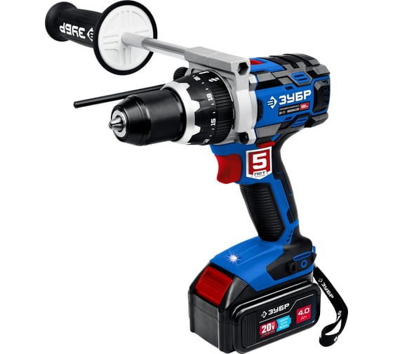 Изображение товара Профессиональная бесщеточная дрель-шуруповерт ЗУБР 20 В, 2 АКБ х 4 Ач, кейс DB-211-42