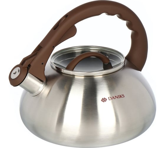 Изображение товара Нержавеющий чайник DANIKS 3 л, свисток, матовый, emerald, индукция, коричневый, dsc-8804 451812