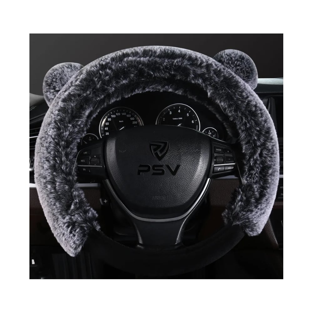 Изображение товара Оплетка на руль из искусственного меха PSV MISHKA Premium Черно Серый M