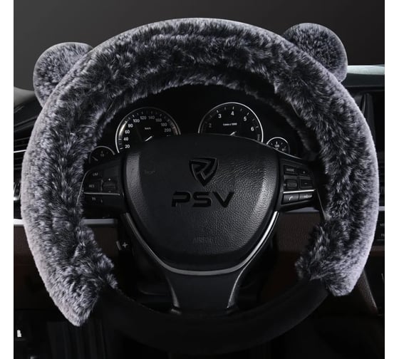 Изображение товара Оплетка на руль из искусственного меха PSV MISHKA Premium Черно Серый Черный M 136095