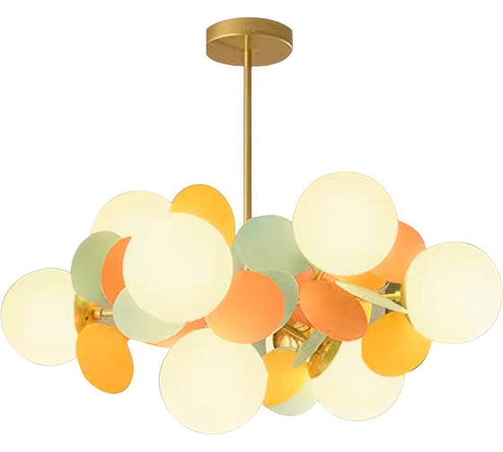 Изображение товара Люстра Балтийский светлячок 8 плафонов с лепестками, цветная WL-10008TS