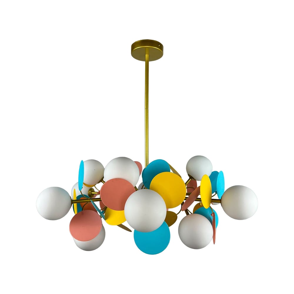 Изображение товара Люстра Балтийский светлячок 10 плафонов с лепестками белая WL-10010