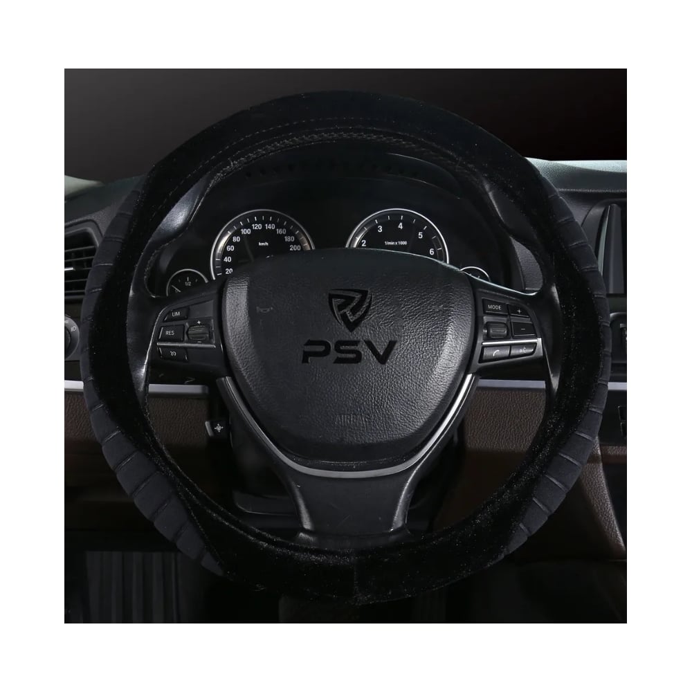 Изображение товара Оплетка на руль PSV LOSK черный отстрочка красная M велюр вельвет