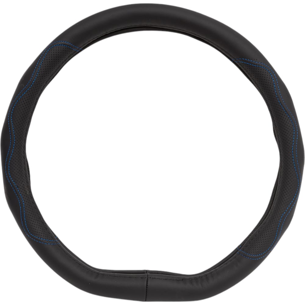 Изображение товара Кожаная оплетка на руль PSV KONTROL CORNER черная с синей отстрочкой M