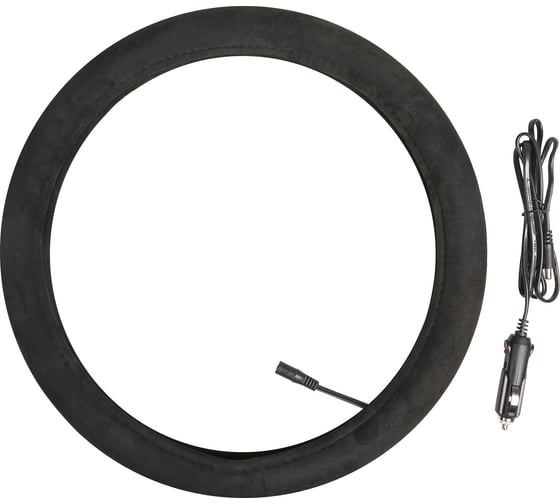 Изображение товара Оплетка на руль с подогревом Airline 12В, 36Вт, искусственная замша, черная, 38 см/М ADWO006