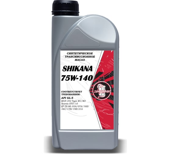Изображение товара Cинтетическое трансмиссионное масло SHIKANA tn sae 75w140 gl-5 1л 78706