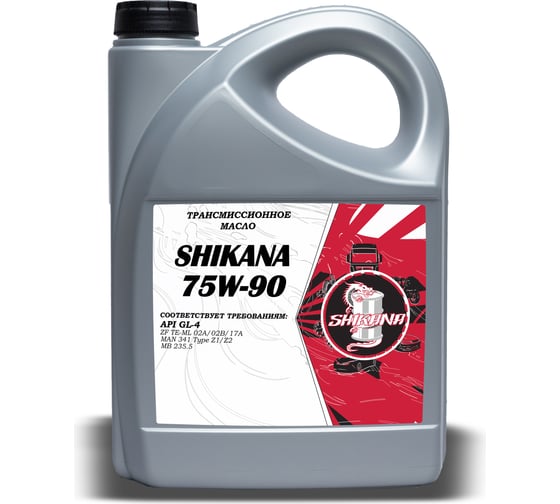 Изображение товара Полусинтетическое трансмиссионное масло SHIKANA tn sae 75w90 gl-4 5л 78695