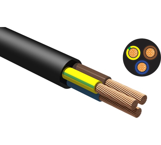 Изображение товара Провод NVO ПВС 3x1,5 ГОСТ черный (80 метров) NVO-PVSN-315-80-B