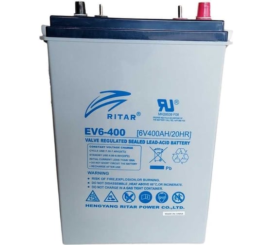 Изображение товара Батарея аккумуляторная 6v 400Ah/20HR Ritar EV6-400