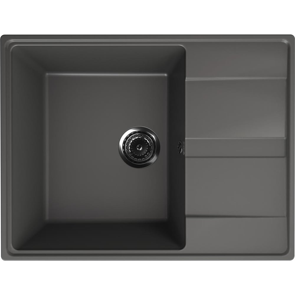 Изображение товара Мойка кухонная ULGRAN Quartz Асфальт Prima 650-09 врезная с крылом