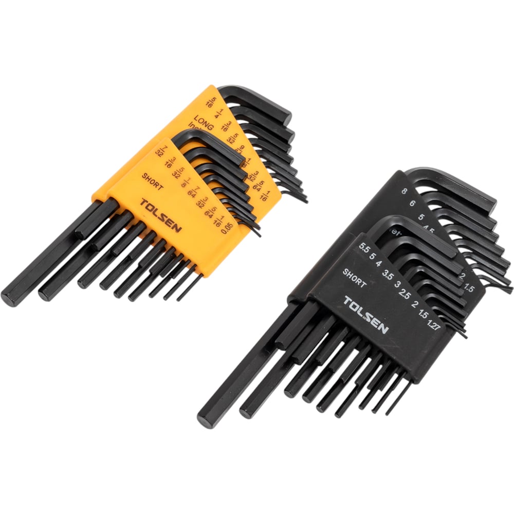 Изображение товара Набор Г-образных шестигранников TOLSEN 36 предметов 1.27-8 мм дюймы хромированные CrV