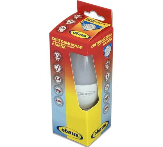 Изображение товара Лампа LED Облик 7Вт C E14 230v 4500k 7669