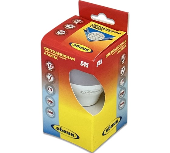 Изображение товара Лампа LED Облик 7Вт G45 E14 230v 4500k 7677
