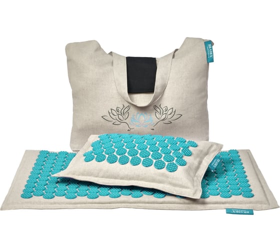 Изображение товара Акупунктурный набор BRADEX нирвана бежевый, бирюзовые шипы, премиум-серия KZ 0712