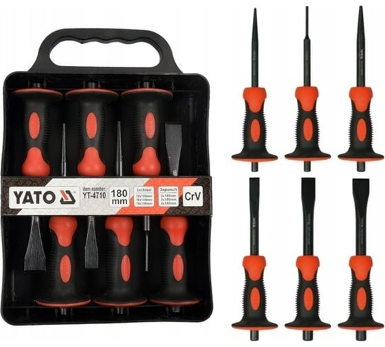 Изображение товара Набор зубил и пробойников с протектором YATO 6 шт. YT-4710