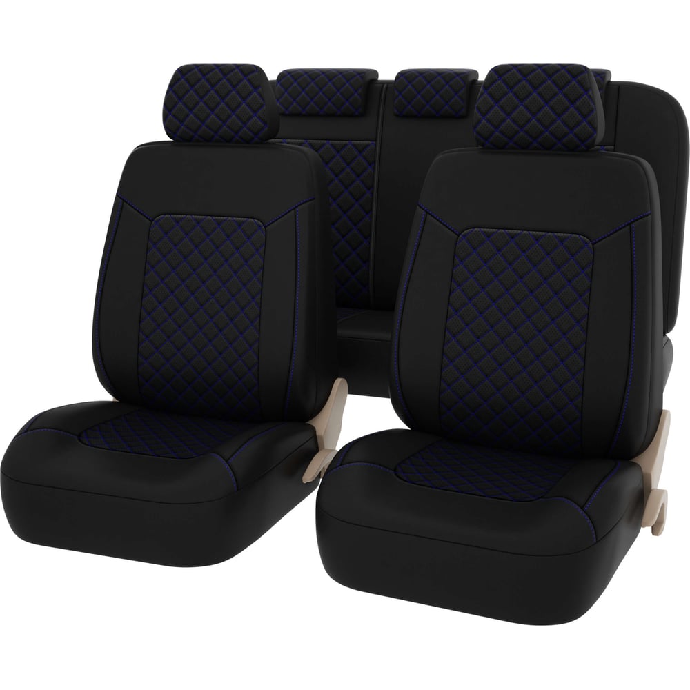 Изображение товара Чехлы PSV Elegant Next Черный Ромб синий для универсальных автомобилей