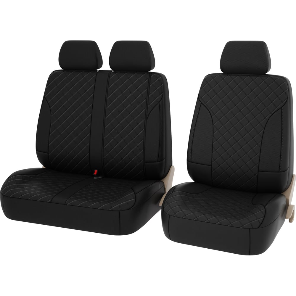 Изображение товара Чехлы PSV King Next TRANSIT Черный из экокожи с отстрочкой для автомобиля