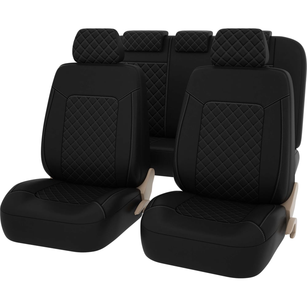 Изображение товара Чехлы PSV Elegant Next Черный Ромб серый из экокожи для авто универсальные