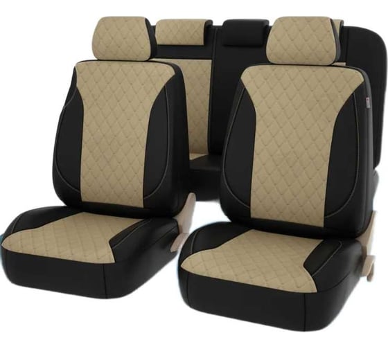 Изображение товара Чехлы PSV Graf Next Черный Бежевый Ромб бежевый Бабочка ромб экокожа 136306