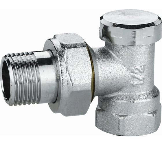 Изображение товара Обратный угловой вентиль Спец НВ 1/2 никелированный с разъёмным соединением СПЕЦ-НВУ1/2