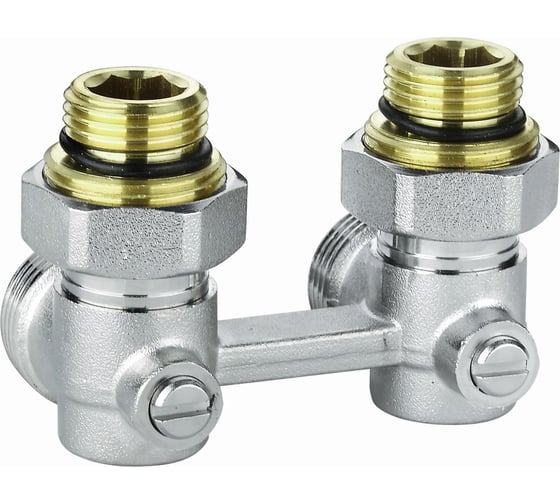 Изображение товара Угловой узел Спец НВ 3/4"ЕК х 3/4"ЕК радиаторный со встроенными кранами 2-трубная система в комплекте с ниппелями 2 шт СПЕЦ-У 3/4"ЕК Х 3/4"ЕК
