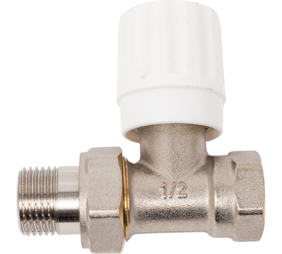 Изображение товара Регулируемый прямой вентиль для радиаторов Спец отопления, латунь+никелированное покрытие, п/э пакет СПЕЦ-ВР-П-1/2