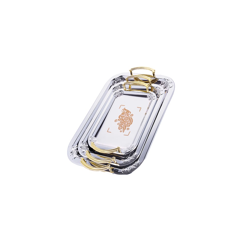 Изображение товара Металлический набор 3 подноса MAYER&BOCH из нержавеющей стали серебристый