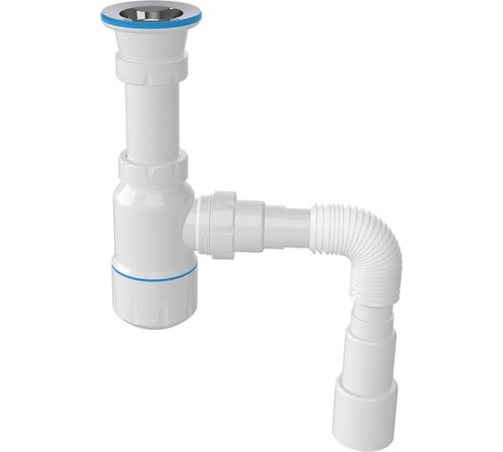 Изображение товара Сифон для умывальника Nova выпуск 70мм разборной, длина винта 65 мм, выход гибкая труба1 1/2 -ø40/50 1051