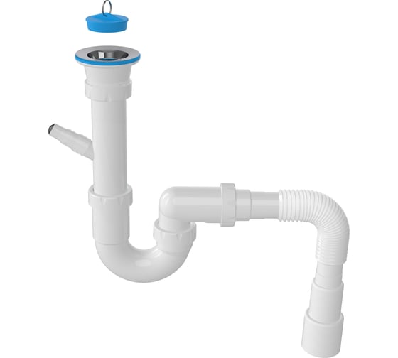 Изображение товара Сифон для мойки Nova прямоточный, выпуск 70мм, с отводом для стиральной машины, длина винта 30мм, выход гибкая труба 1 1/2 - ø40/50 1122