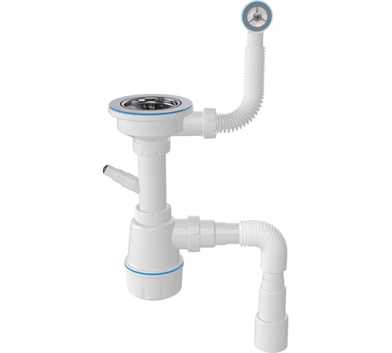 Изображение товара Сифон для керамической мойки Nova Эконом с круглым переливом, выпуск 3 1/2, пластиковый винт 45 мм, с отводом для стиральной машины ,выход гибкая труба 1 1/2-ø40/50 (аналог 1048) 1046