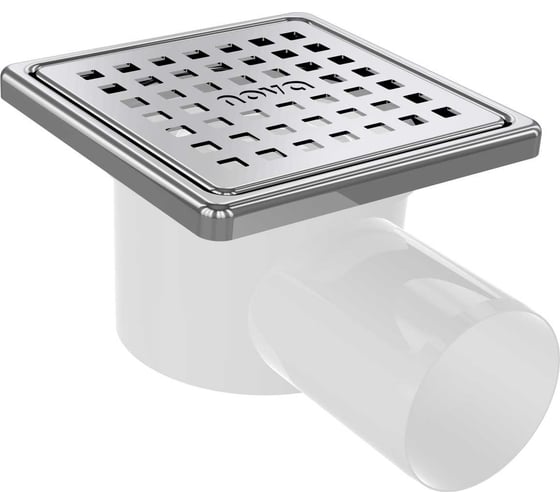 Изображение товара Сантехнический трап Nova нержавеющая сталь с рамкой 10x10, боковой, ø50 5057