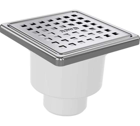 Изображение товара Сантехнический трап Nova нержавеющая сталь с рамкой 10x10, нижний, ø50 5067