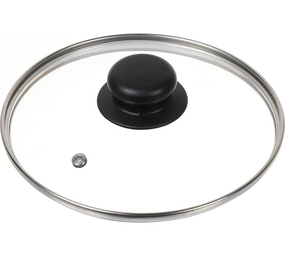Изображение товара Крышка для посуды DANIKS стекло, 18 см, металлический обод, кнопка бакелит, черный, д4118ч 430300