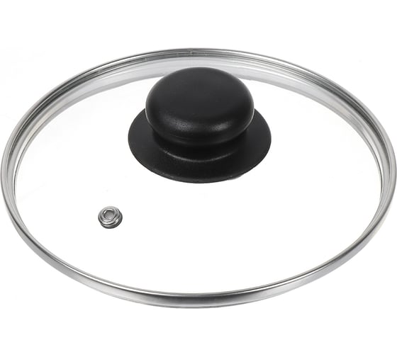 Изображение товара Крышка для посуды DANIKS стекло, 16 см, металлический обод, кнопка бакелит, черный, д4116ч 430299