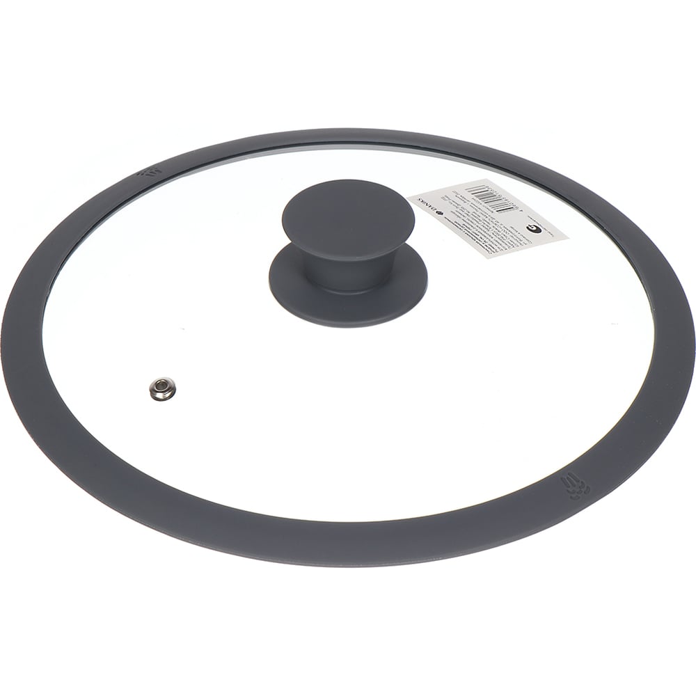 Изображение товара Крышка для посуды DANIKS 24 см стекло серый с силиконовым ободом